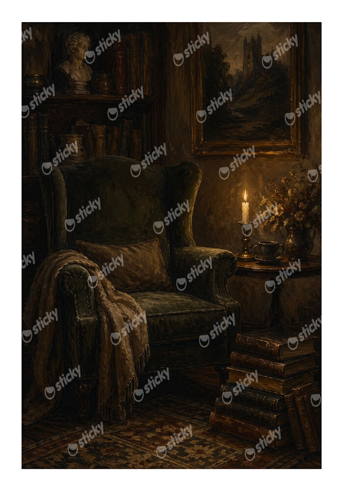 Poster VINTAGE DARK ACADEMIA READING CORNER