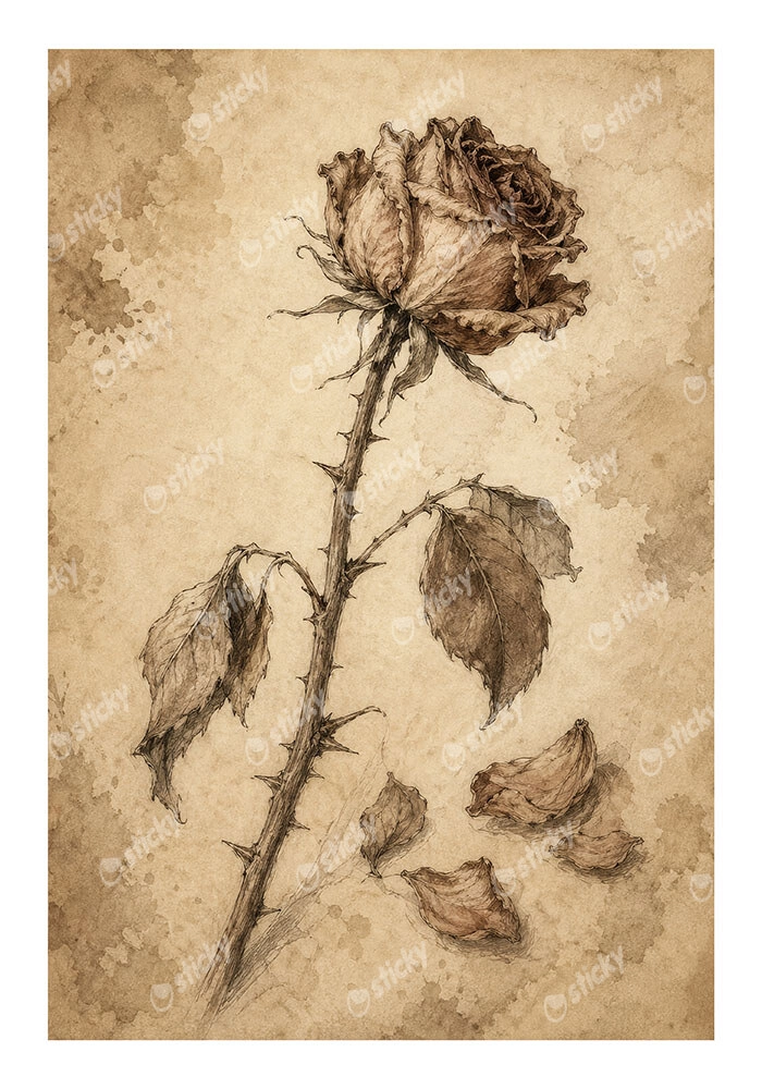 Poster VINTAGE DARK ACADEMIA ROSE