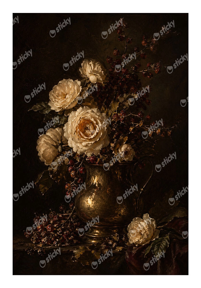 Poster VINTAGE DARK ACADEMIA ROSES VASE 2