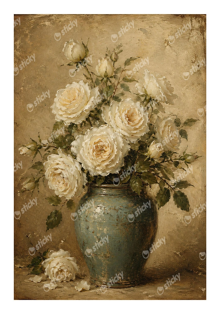Poster VINTAGE DARK ACADEMIA ROSES VASE 4