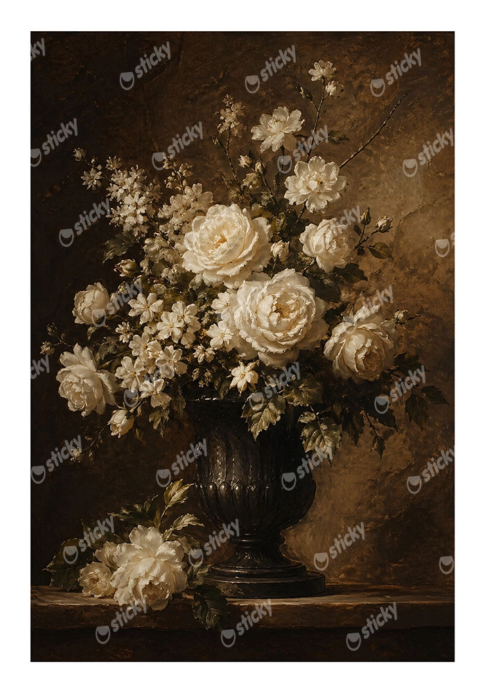 Poster VINTAGE DARK ACADEMIA ROSES VASE