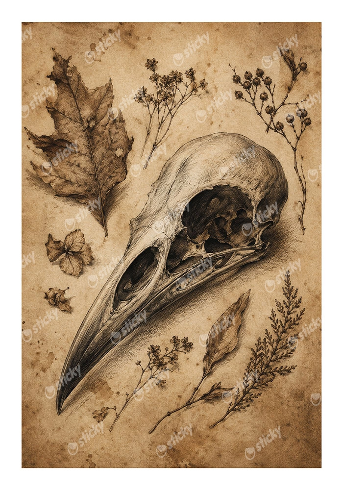 Poster VINTAGE DARK ACADEMIA SKULL 2