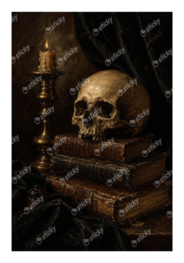 Poster VINTAGE DARK ACADEMIA SKULL 4