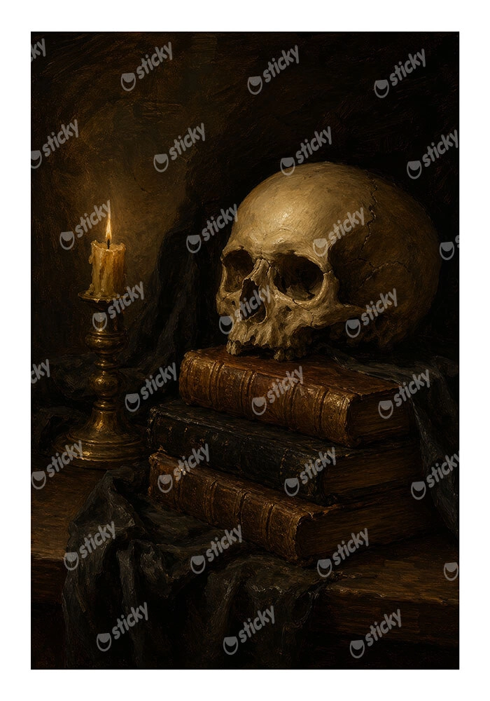 Poster VINTAGE DARK ACADEMIA SKULL