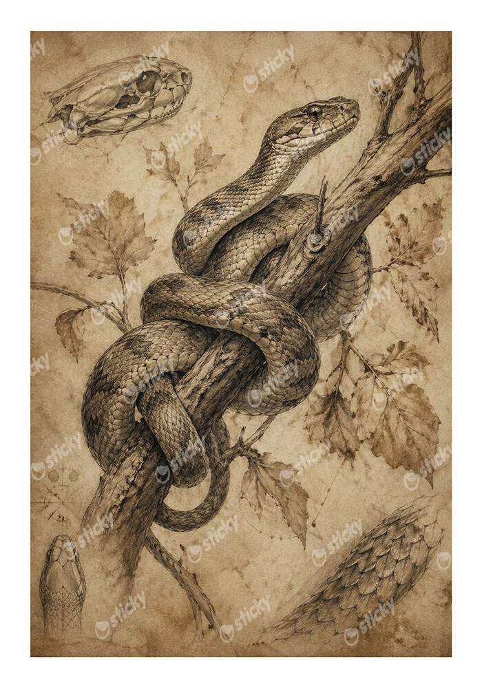 Poster VINTAGE DARK ACADEMIA SNAKE
