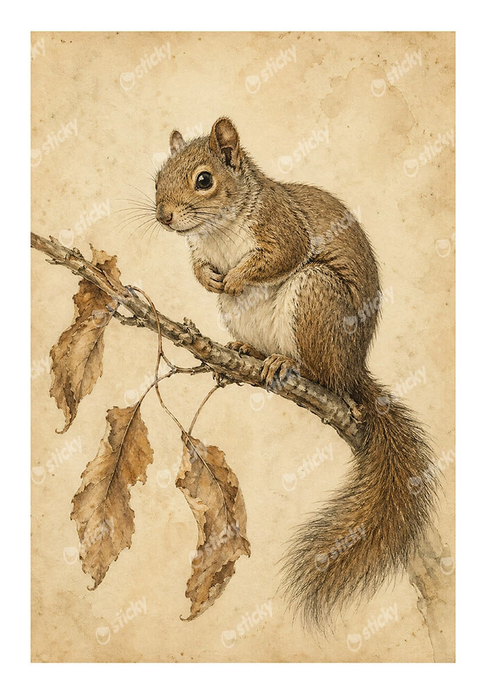 Poster VINTAGE DARK ACADEMIA SQUIRREL