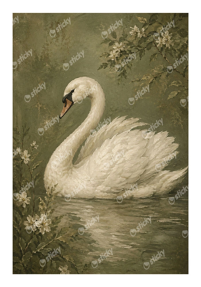 Poster VINTAGE DARK ACADEMIA SWAN 4