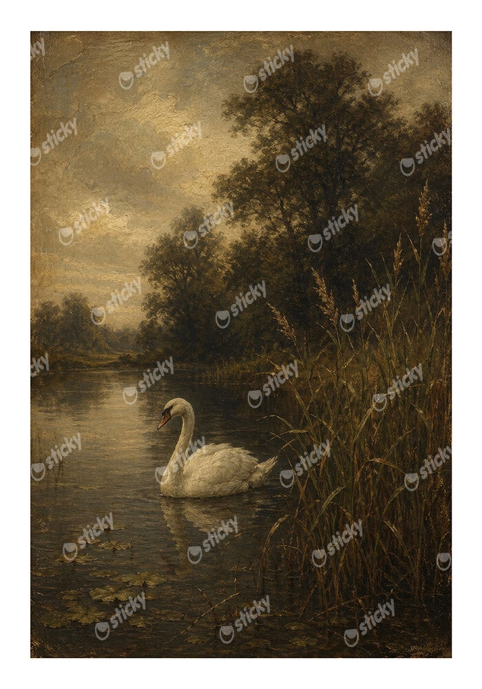 Poster VINTAGE DARK ACADEMIA SWAN