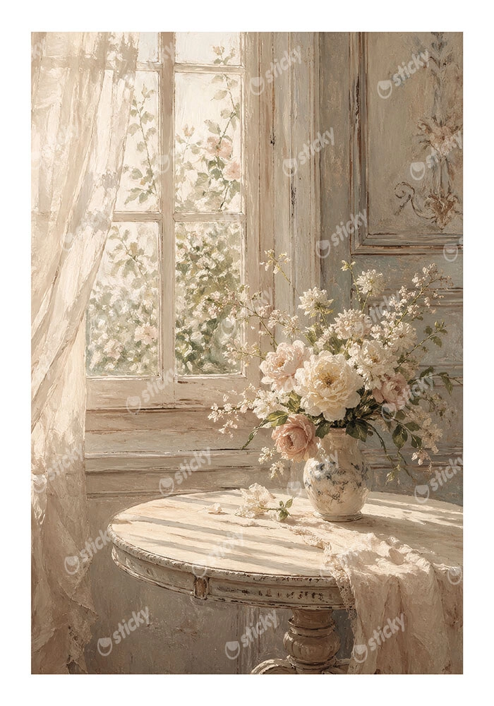 Poster VINTAGE DARK ACADEMIA VASE BY A WINDOW 2