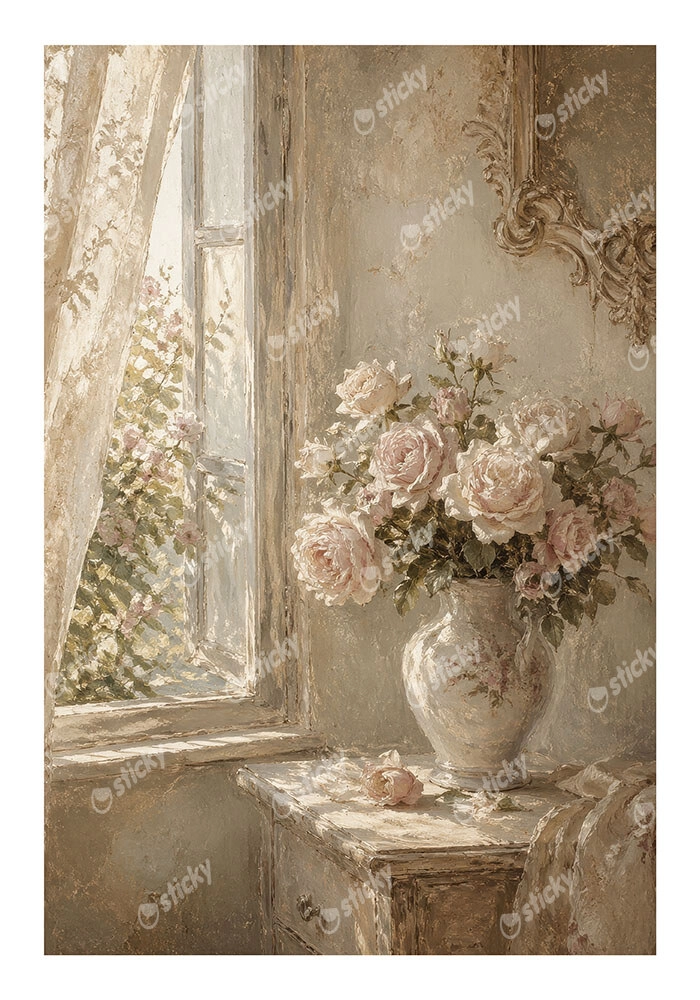 Poster VINTAGE DARK ACADEMIA VASE BY A WINDOW
