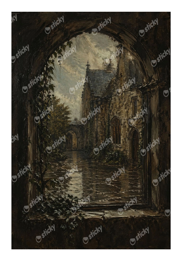 Poster VINTAGE DARK ACADEMIA WINDOW