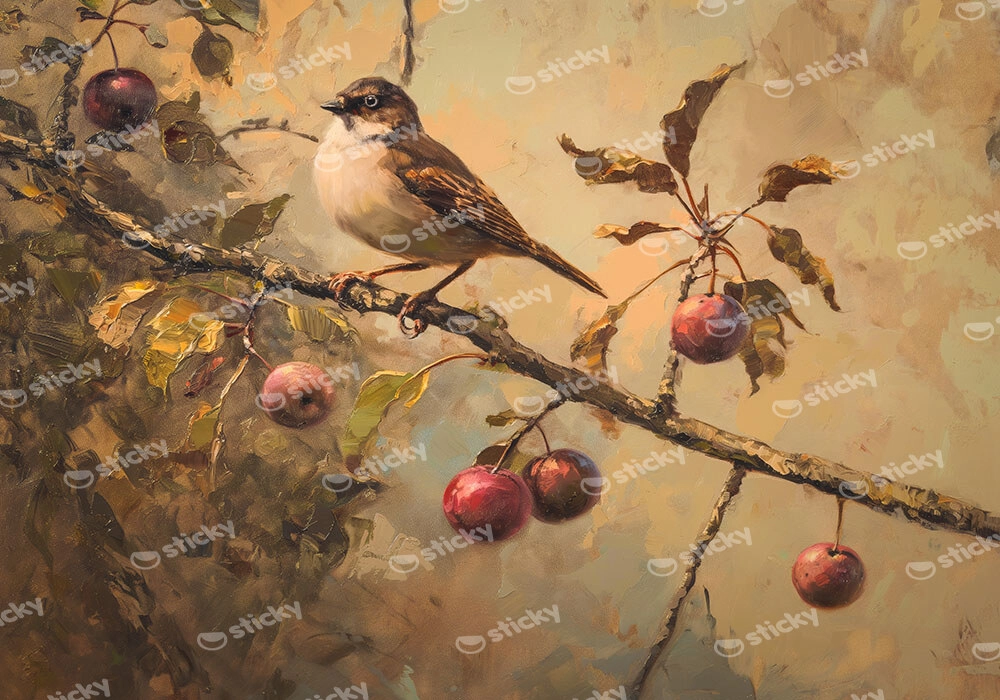 Πίνακας σε Καμβά VINTAGE AUTUMN BIRD 3