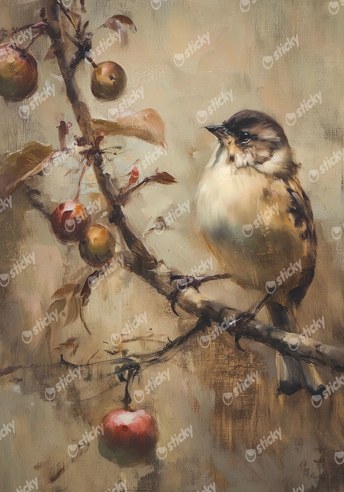 Πίνακας σε Καμβά VINTAGE AUTUMN BIRD 4