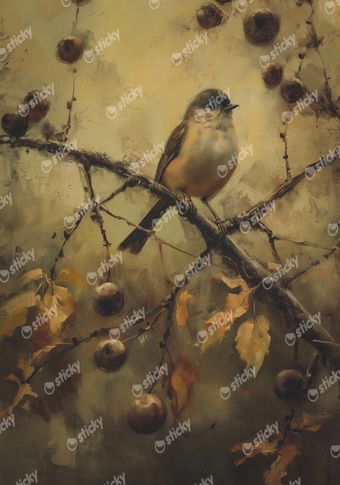 Πίνακας σε Καμβά VINTAGE AUTUMN BIRD 5