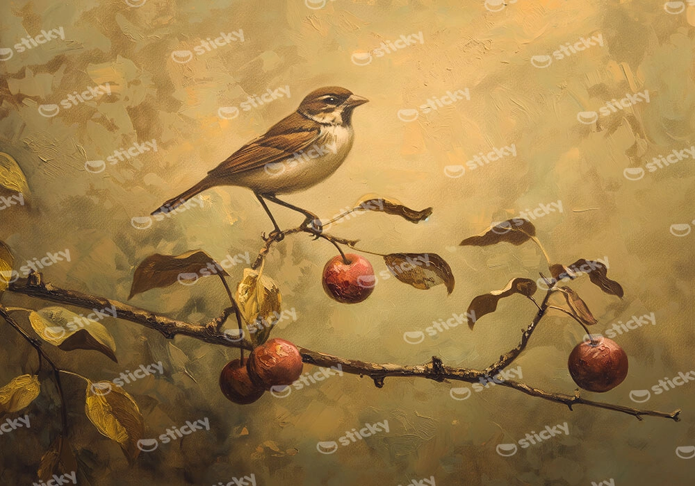 Πίνακας σε Καμβά VINTAGE AUTUMN BIRD