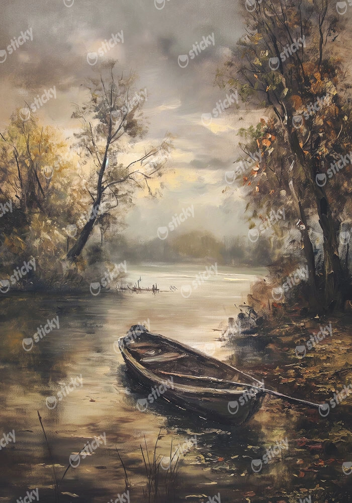 Πίνακας σε Καμβά VINTAGE AUTUMN BOAT