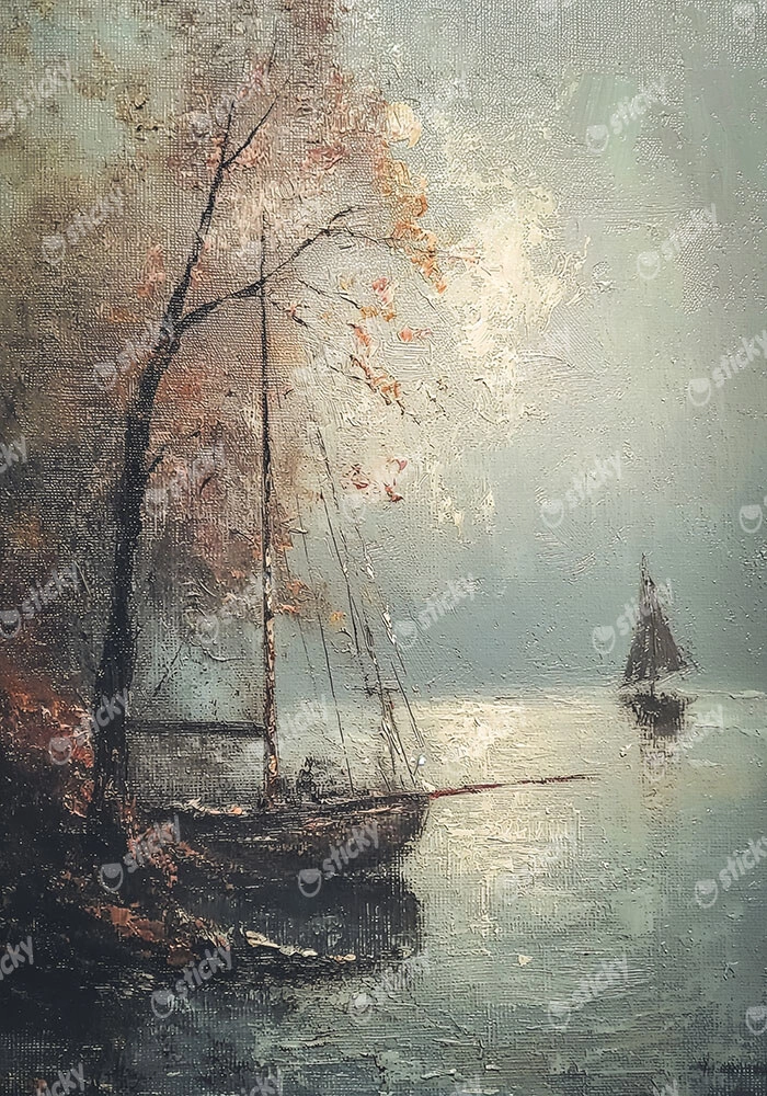 Πίνακας σε Καμβά VINTAGE AUTUMN BOATS