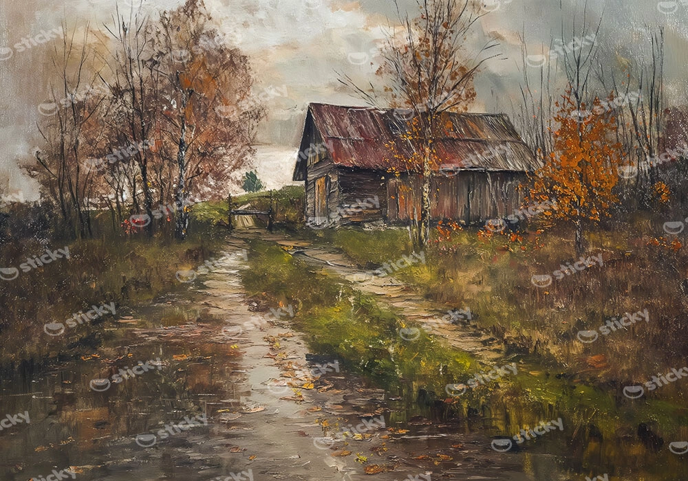 Πίνακας σε Καμβά VINTAGE AUTUMN COUNTRY HOME 3