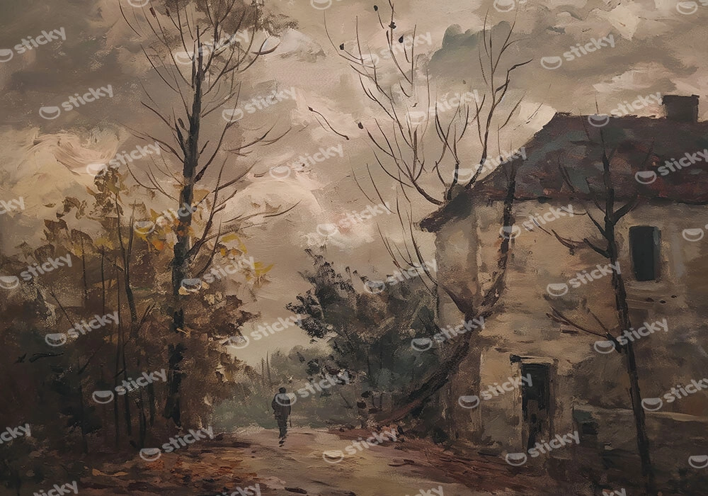Πίνακας σε Καμβά VINTAGE AUTUMN COUNTRY HOME 4