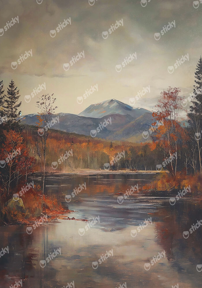 Canvas Painting VINTAGE AUTUMN COUNTRY RIVER 17