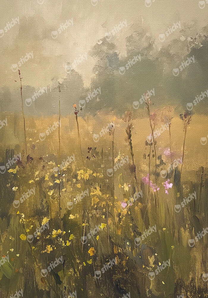 Canvas Print VINTAGE AUTUMN FLOWER FIELD