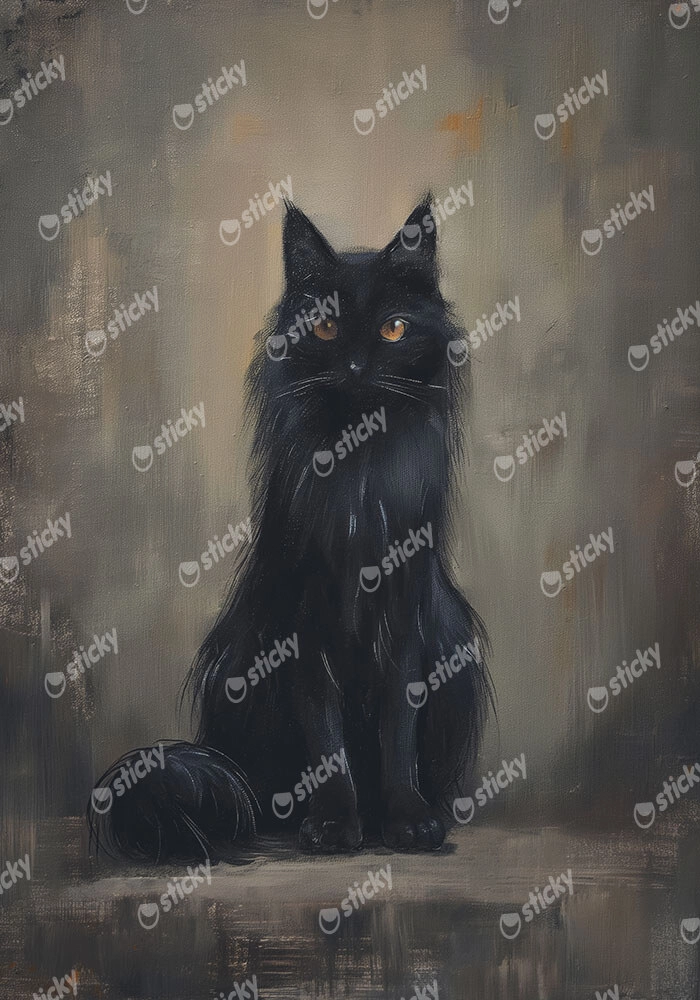 Πίνακας σε Καμβά VINTAGE AUTUMN HALLOWEEN CAT