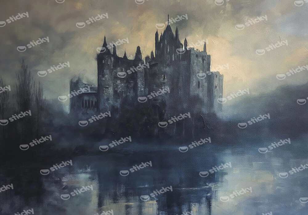 Πίνακας σε Καμβά VINTAGE AUTUMN HALLOWEEN DARK CASTLE 2