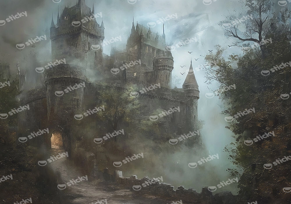 Πίνακας σε Καμβά VINTAGE AUTUMN HALLOWEEN DARK CASTLE 5