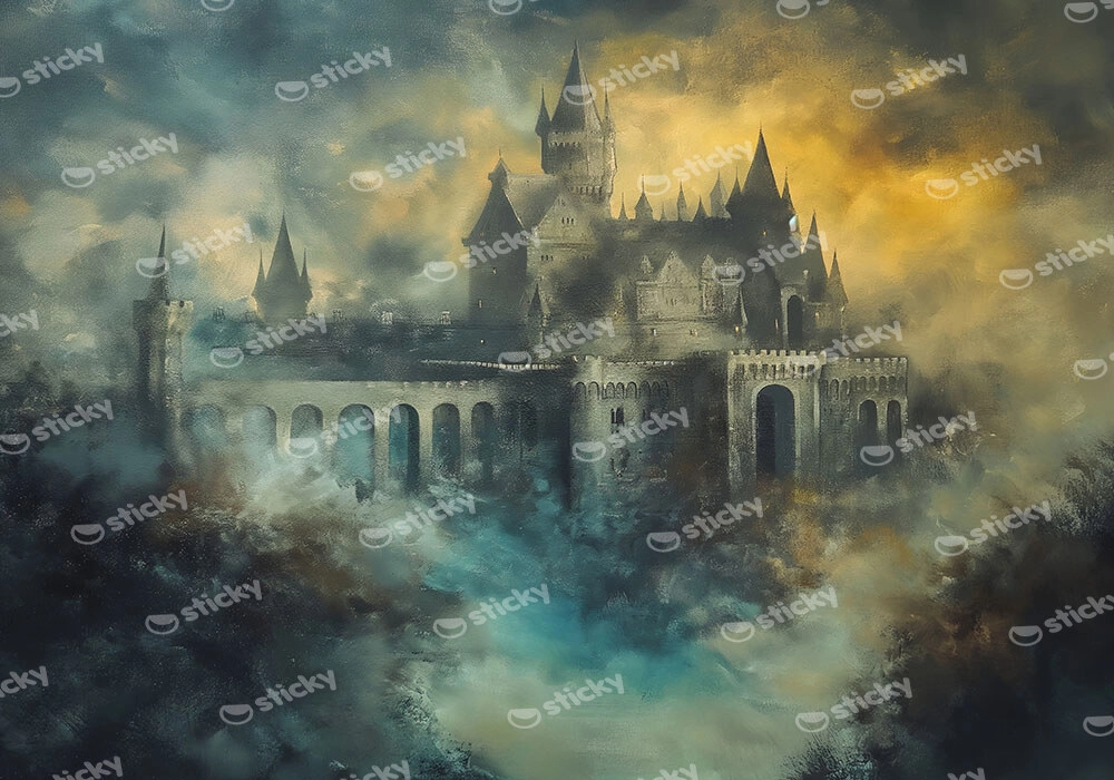 Πίνακας σε Καμβά VINTAGE AUTUMN HALLOWEEN DARK CASTLE 6