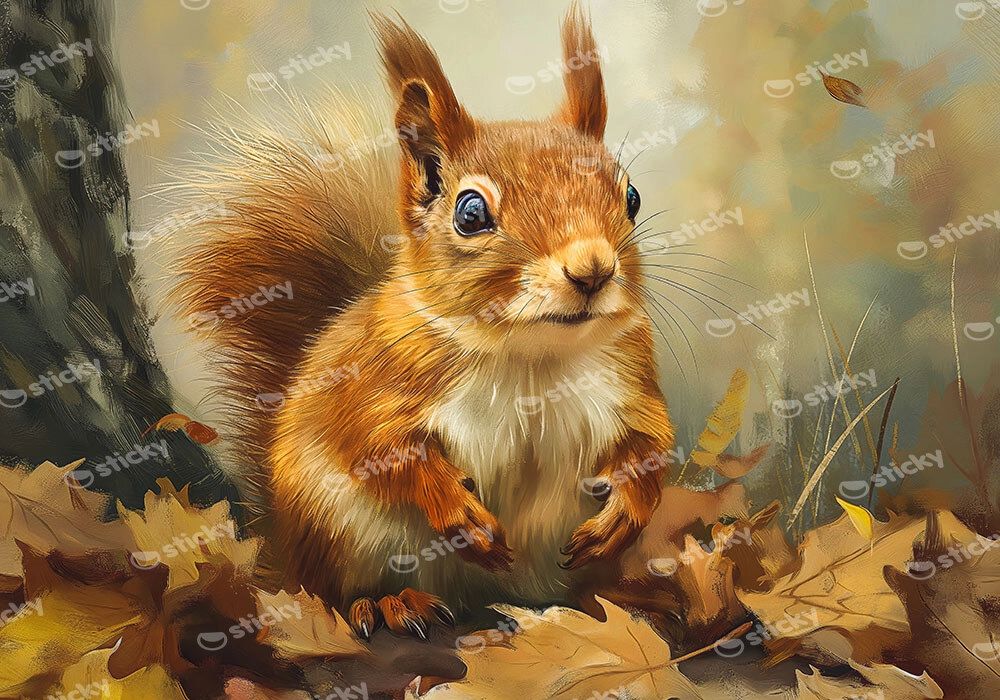 Πίνακας σε Καμβά VINTAGE AUTUMN SQUIRREL