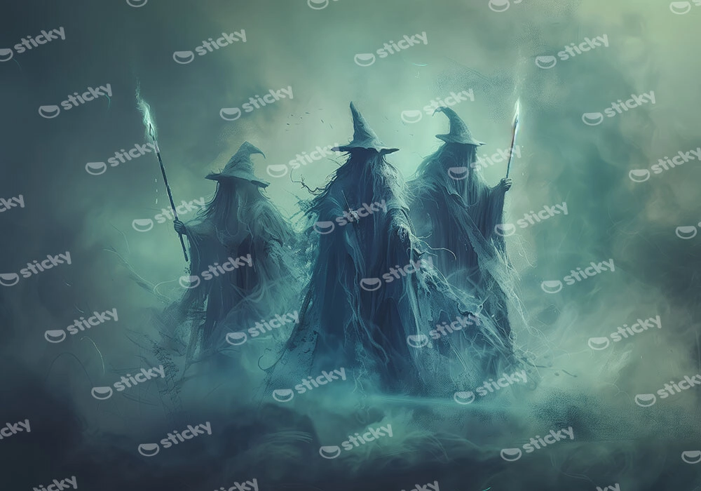 Πίνακας σε Καμβά VINTAGE AUTUMN HALLOWEEN DARK WITCHES 2