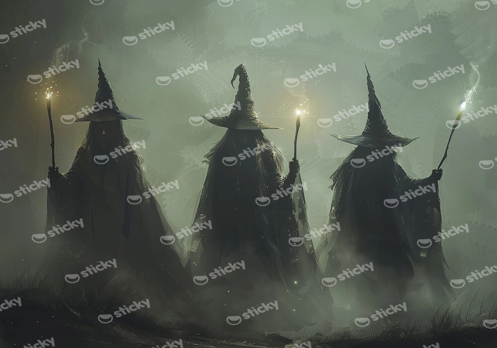 Πίνακας σε Καμβά VINTAGE AUTUMN HALLOWEEN DARK WITCHES
