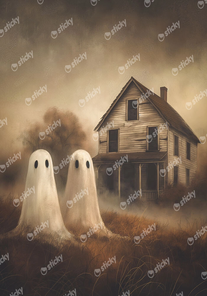 Πίνακας σε Καμβά VINTAGE AUTUMN HALLOWEEN GHOSTS OUTSIDE 5