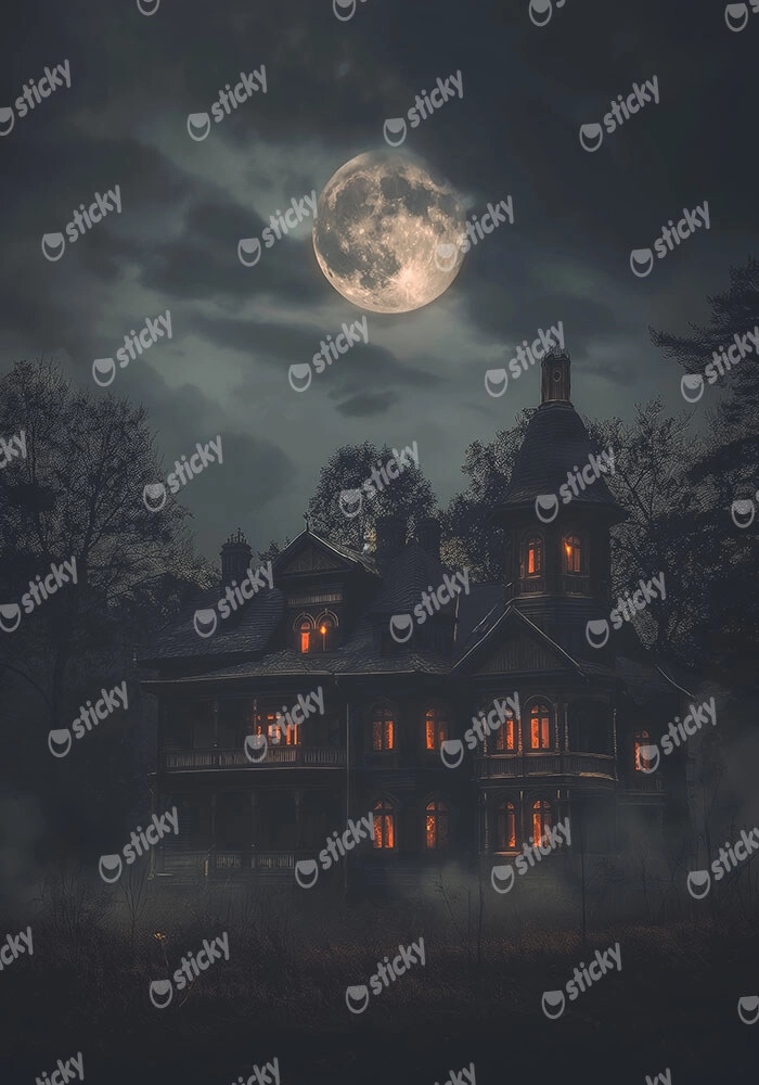 Πίνακας σε Καμβά VINTAGE AUTUMN HALLOWEEN HAUNTED HOUSE