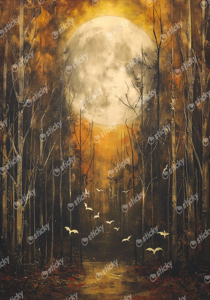 Πίνακας σε Καμβά VINTAGE AUTUMN HALLOWEEN MOON