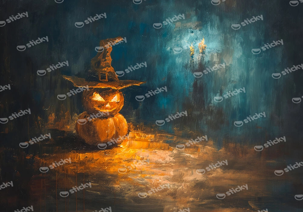 Πίνακας σε Καμβά VINTAGE AUTUMN HALLOWEEN PUMPKIN HAT 2