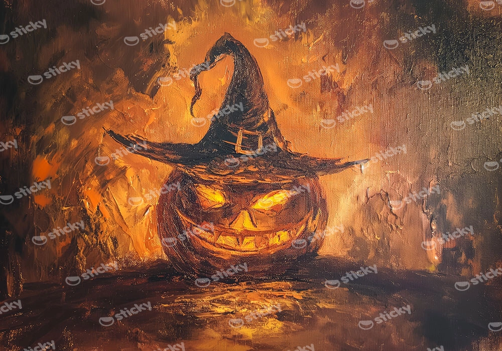 Πίνακας σε Καμβά VINTAGE AUTUMN HALLOWEEN PUMPKIN HAT 3