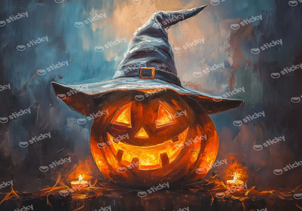 Πίνακας σε Καμβά VINTAGE AUTUMN HALLOWEEN PUMPKIN HAT 5
