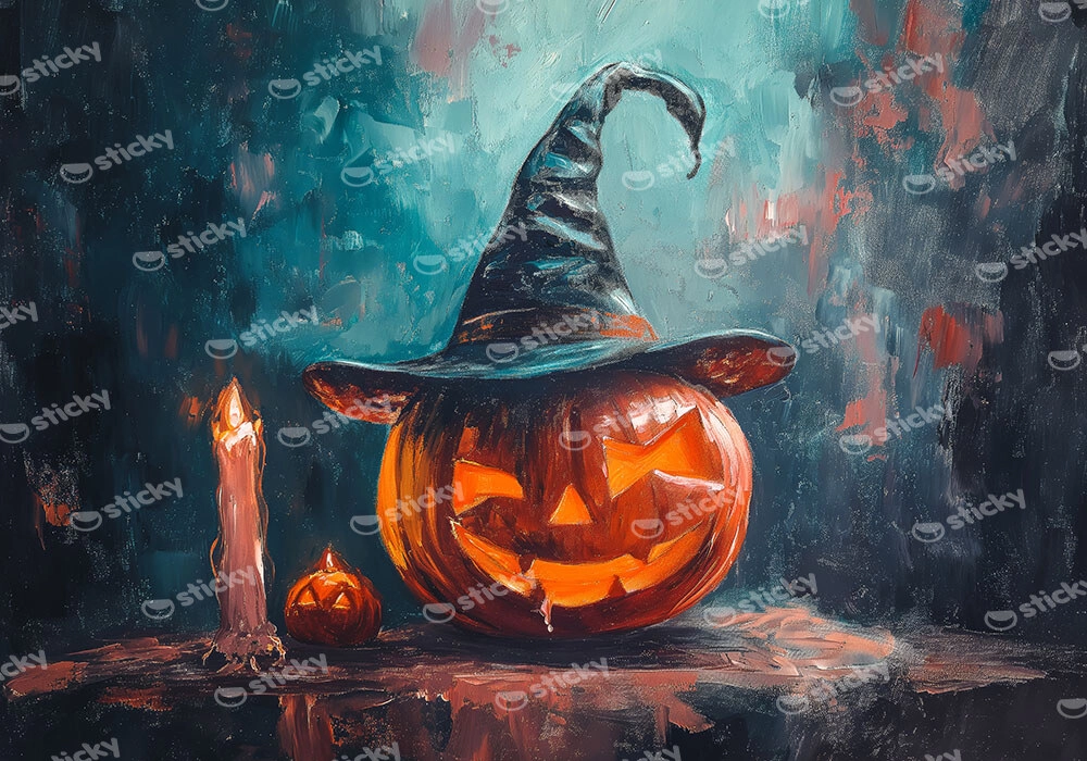 Πίνακας σε Καμβά VINTAGE AUTUMN HALLOWEEN PUMPKIN HAT