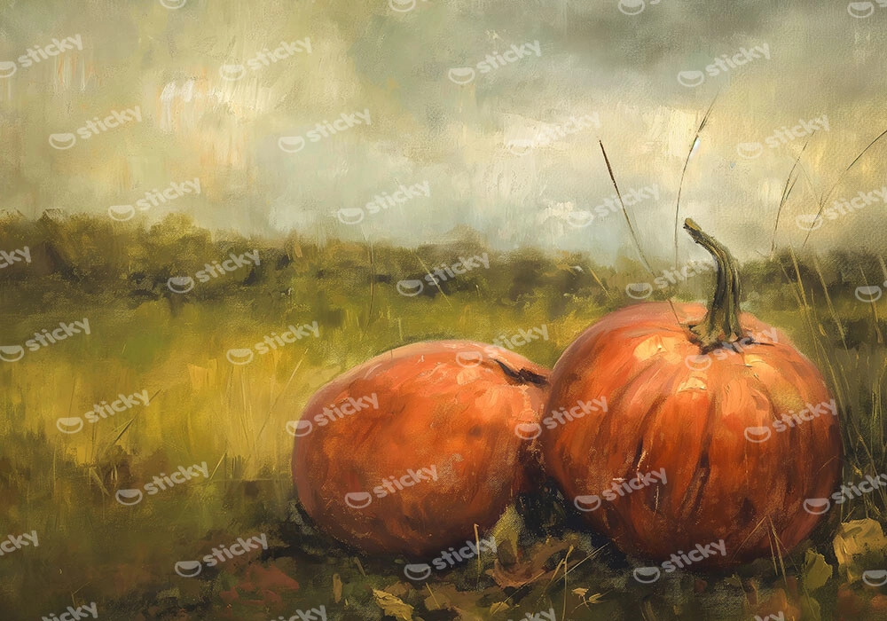 Πίνακας σε Καμβά VINTAGE AUTUMN HALLOWEEN PUMPKINS 4