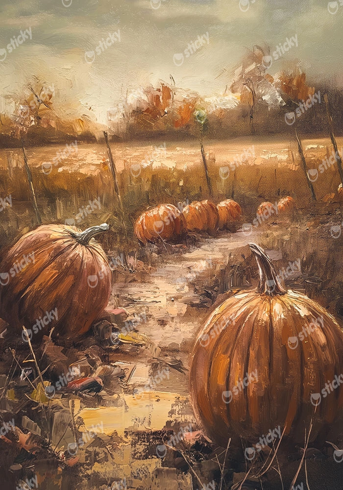 Πίνακας σε Καμβά VINTAGE AUTUMN HALLOWEEN PUMPKINS 9