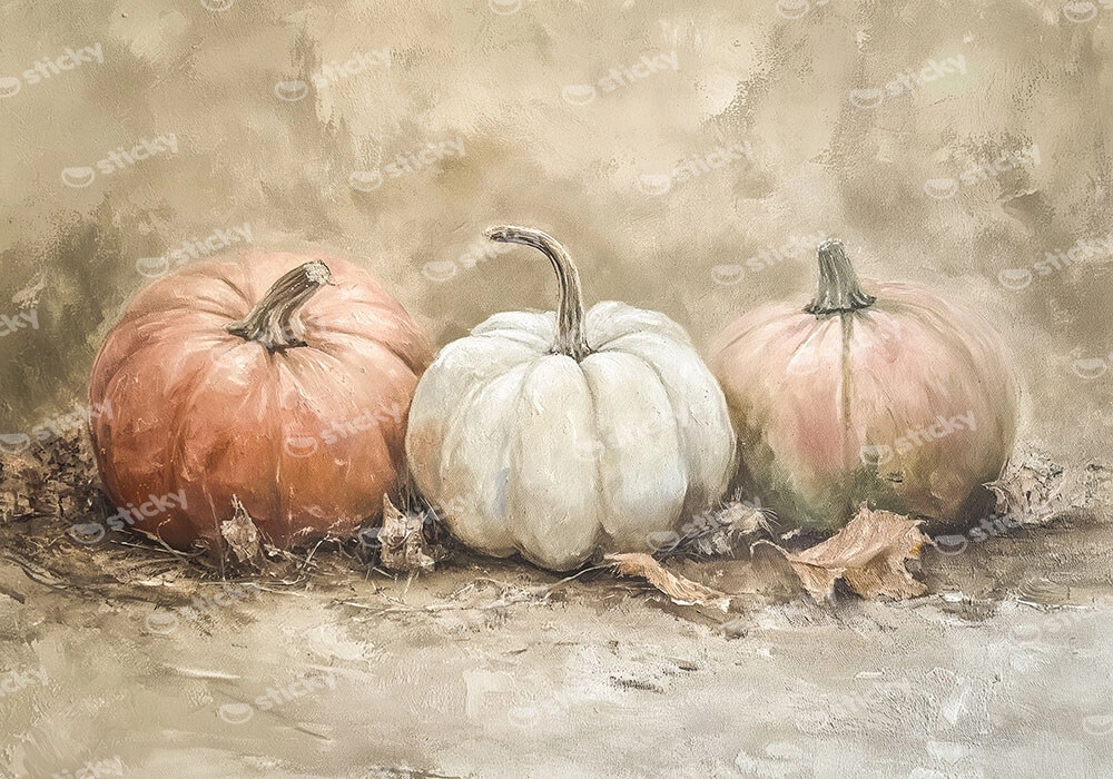 Πίνακας σε Καμβά VINTAGE AUTUMN HALLOWEEN PUMPKINS