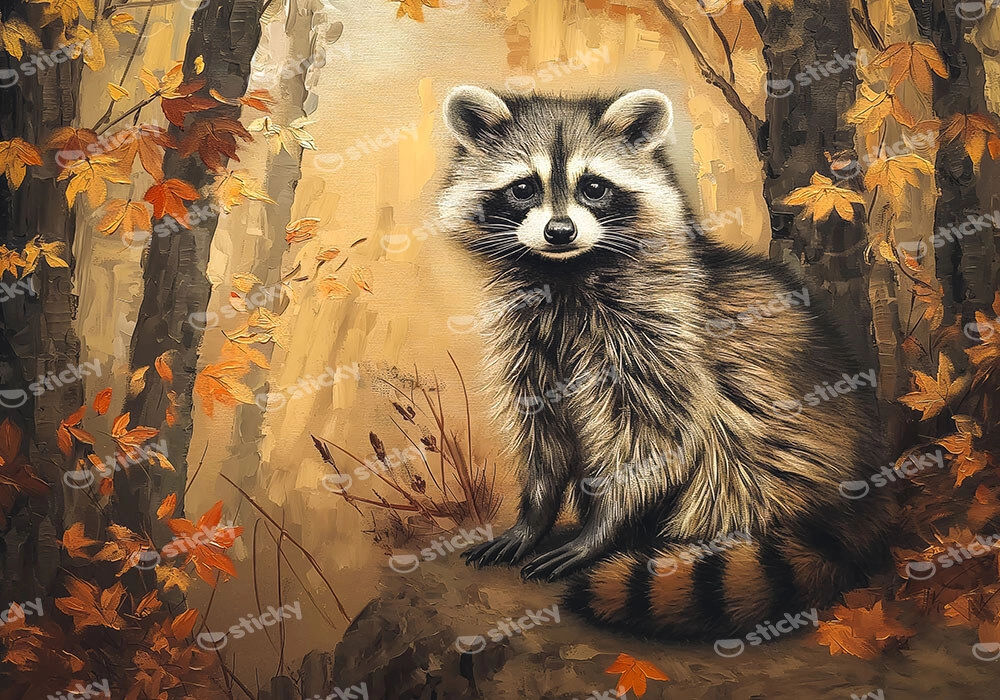 Πίνακας σε Καμβά VINTAGE AUTUMN RACOON 2