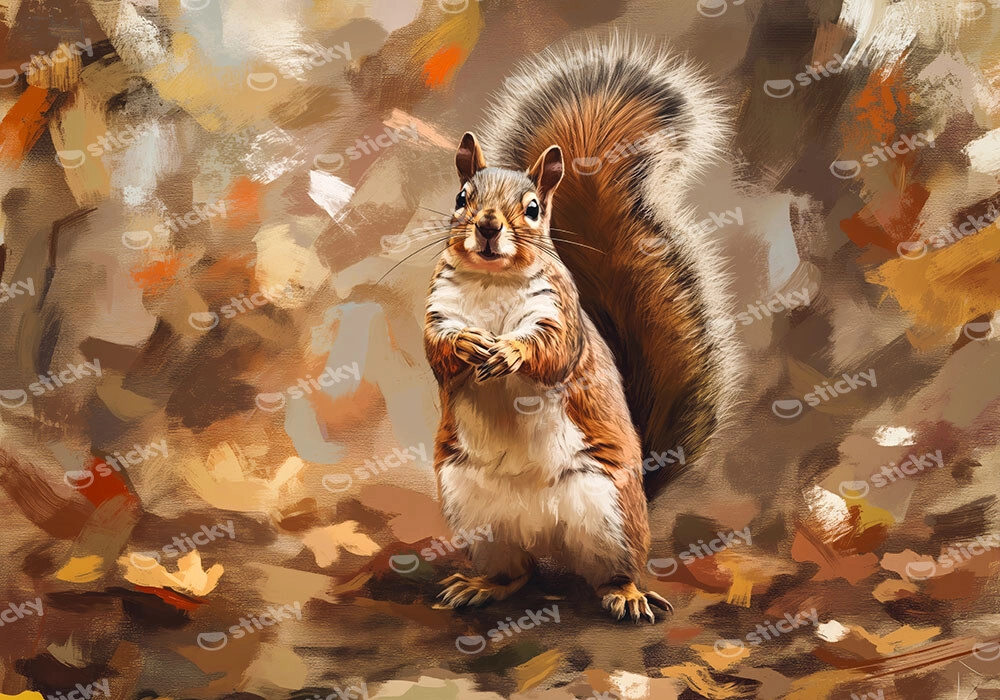 Πίνακας σε Καμβά VINTAGE AUTUMN SQUIRREL 3