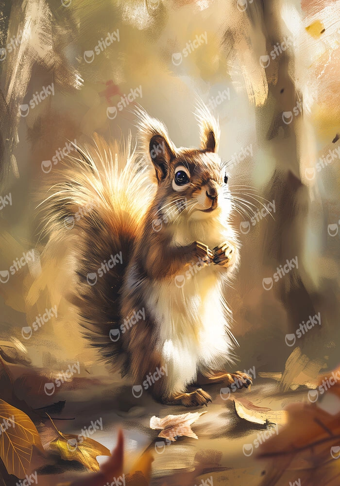 Πίνακας σε Καμβά VINTAGE AUTUMN SQUIRREL 4