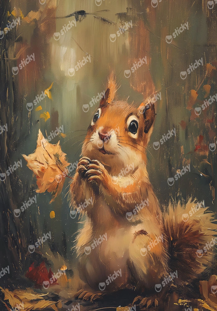 Πίνακας σε Καμβά VINTAGE AUTUMN SQUIRREL 5