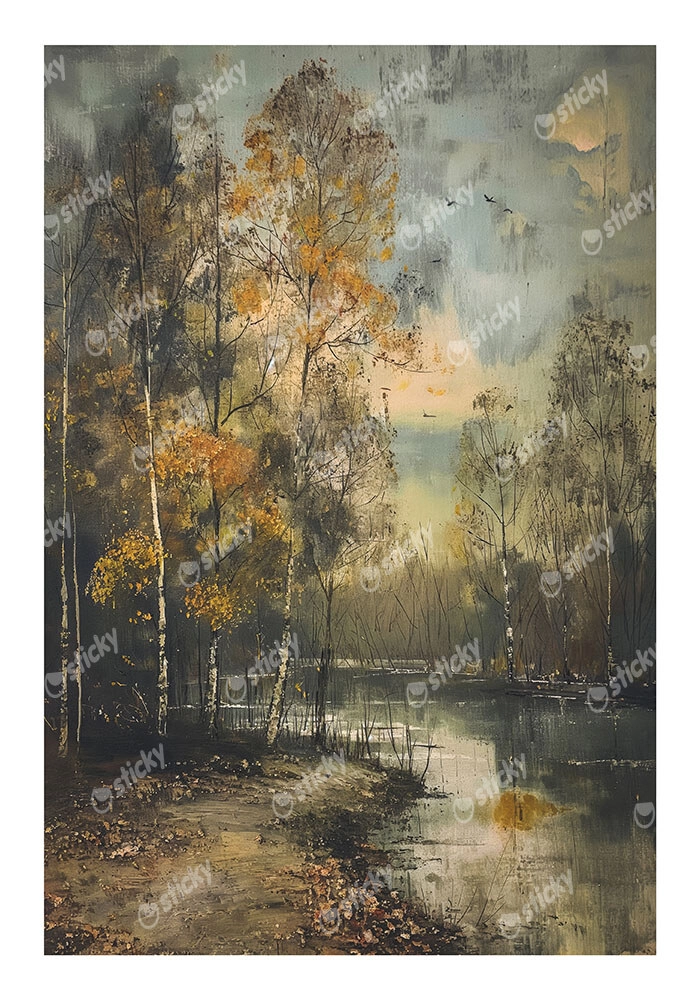 Poster VINTAGE AUTUMN COUNTRY RIVER 13