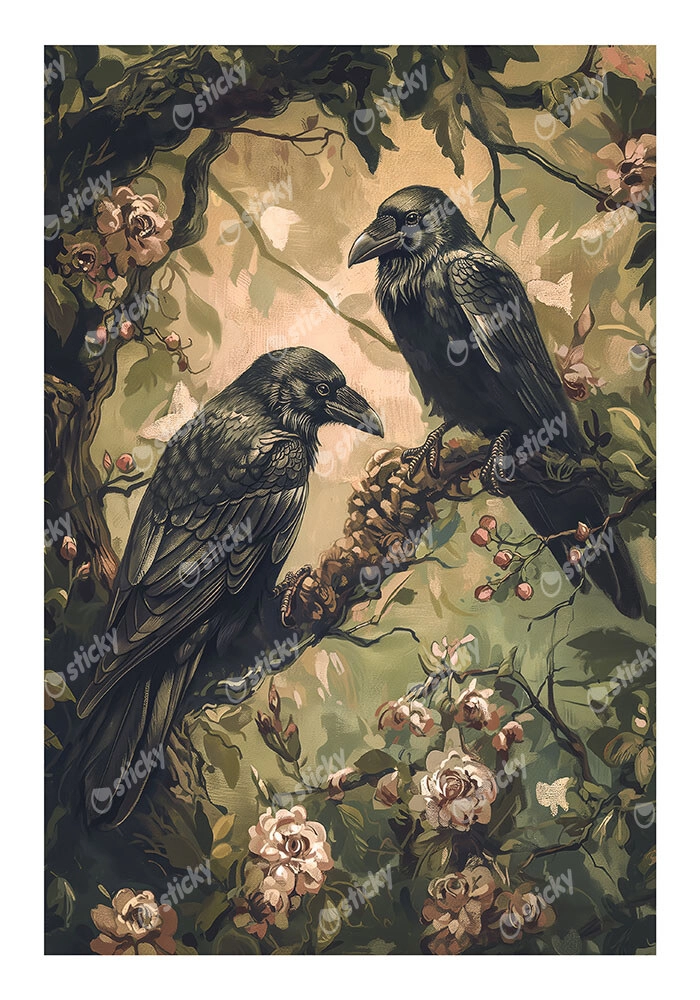 Poster VINTAGE AUTUMN CROWS 3