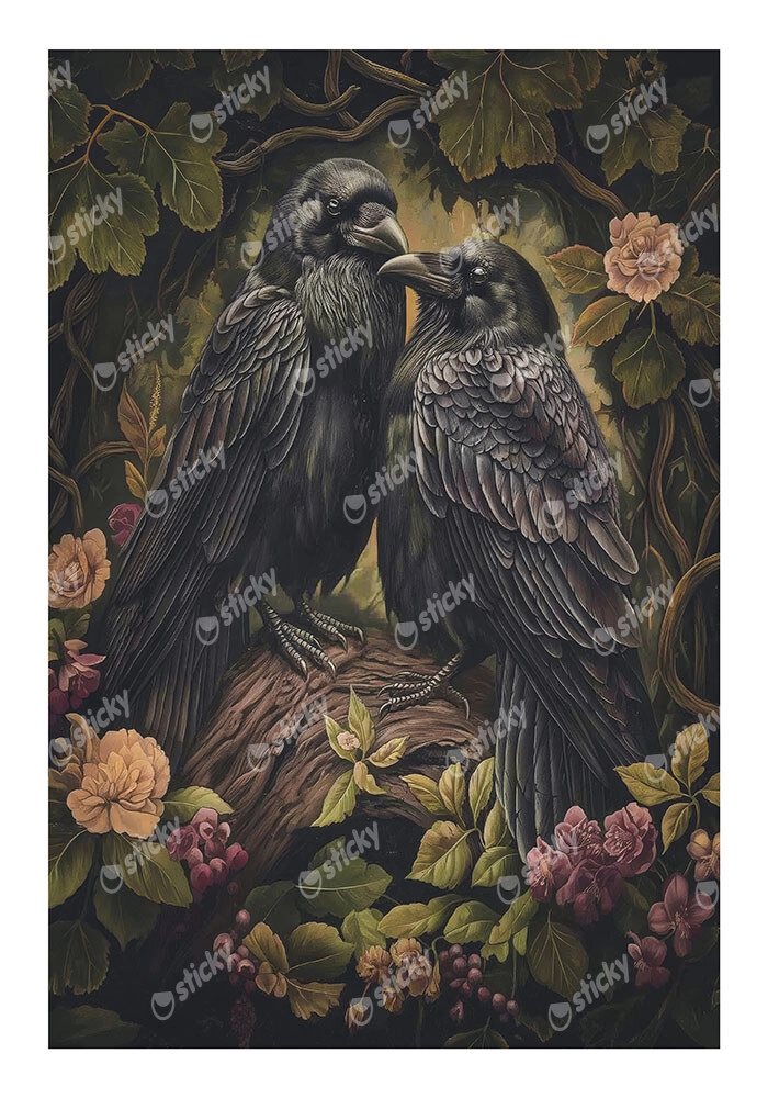 Poster VINTAGE AUTUMN CROWS 4