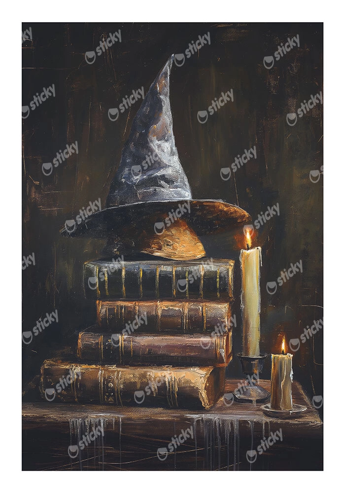 Poster VINTAGE AUTUMN HALLOWEEN BOOKS AND HAT 4